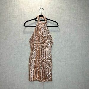 Sequin Halter Mini Dress